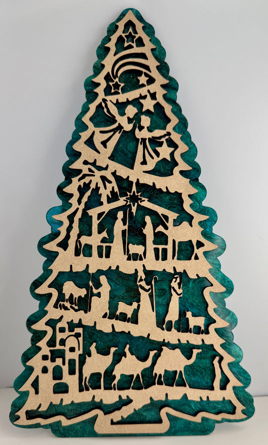 Handcrafted Nativity Christmas Tree