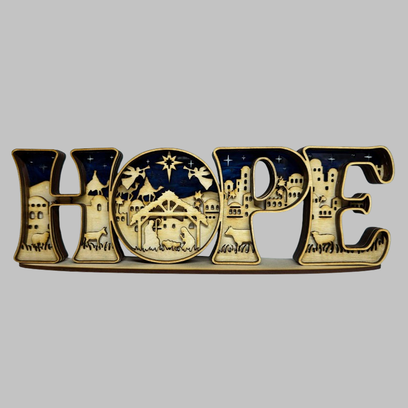 Handcrafted Nativity "HOPE" Sign