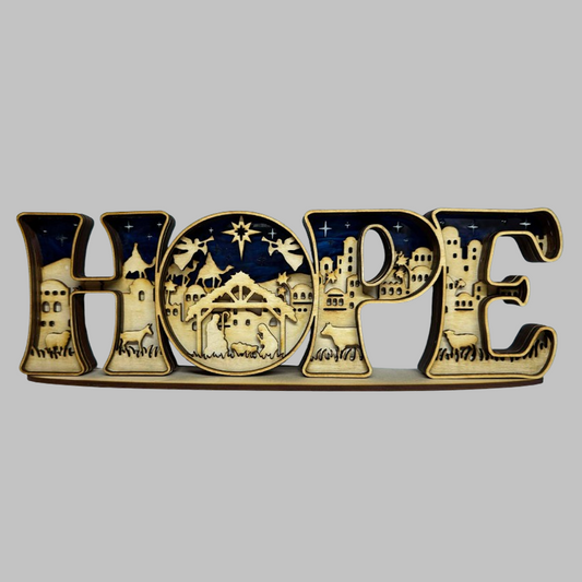 Handcrafted Nativity "HOPE" Sign