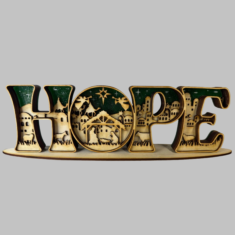 Handcrafted Nativity "HOPE" Sign