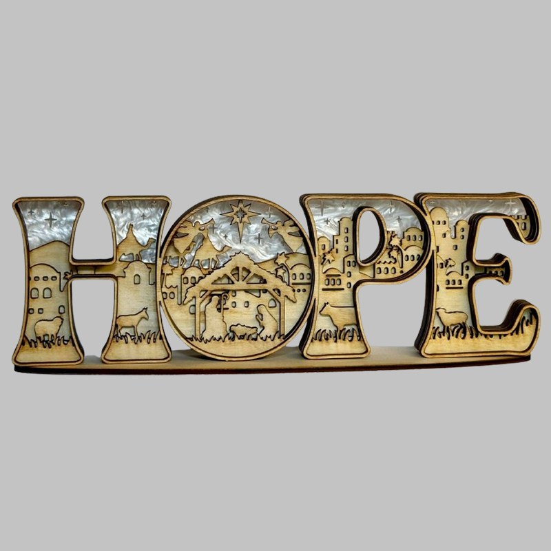 Handcrafted Nativity "HOPE" Sign