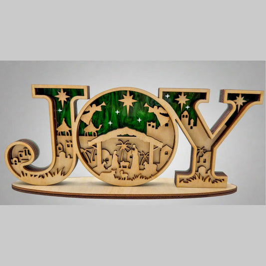 Handcrafted Nativity "JOY" Sign